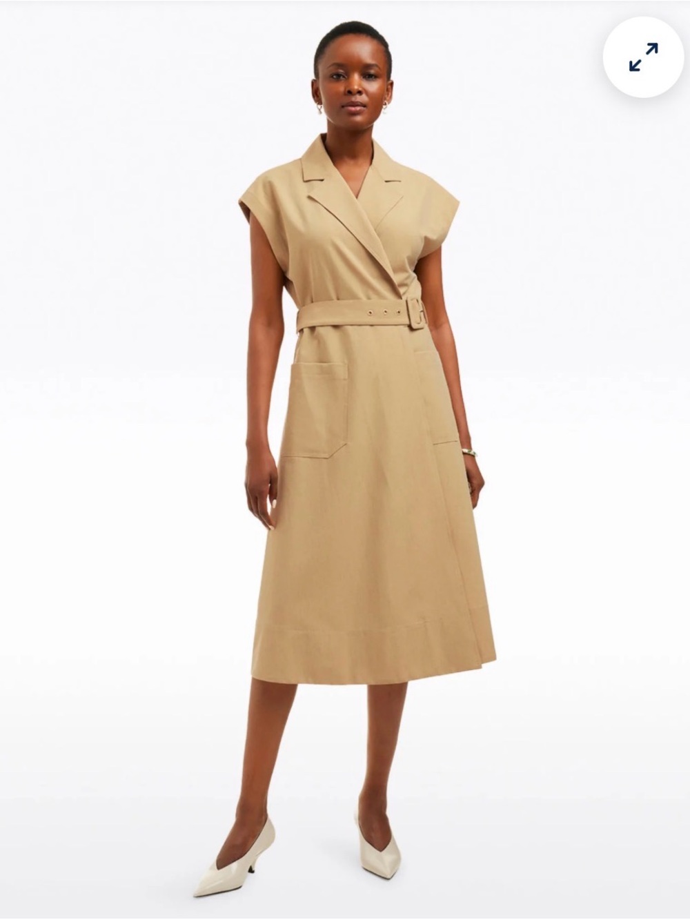 Draper James Tan Belted Wrap Midi Dress